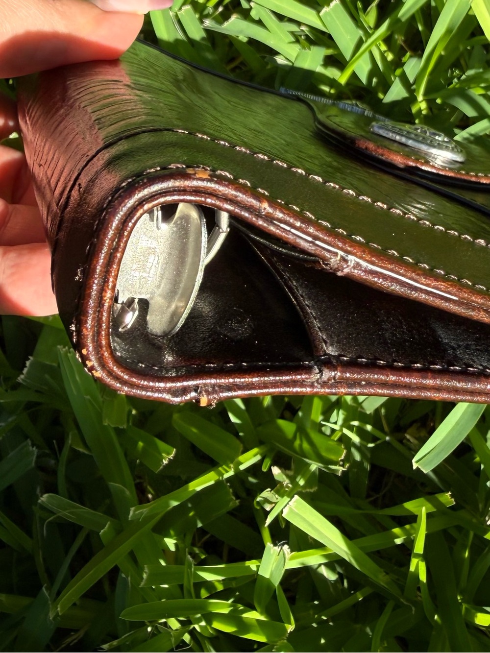 Brown Croc-Embossed 6 ring agenda planner binder Wallet with silver Heart Concho - Picture 3 of 17